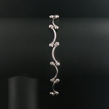 14k White Gold and 0.30cttw Bezel Set Diamond Curved Bar Link Bracelet 7"