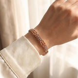 14k Yellow Gold and 0.65cttw Diamond Vintage Fancy Bar Link Bracelet 7.25"
