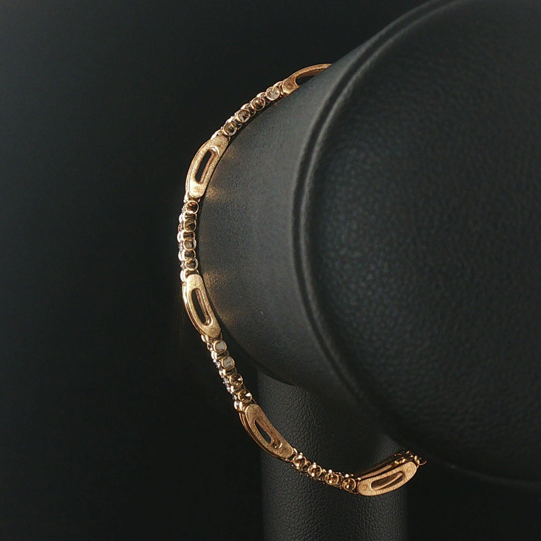 14k Yellow Gold and 0.65cttw Diamond Vintage Fancy Bar Link Bracelet 7.25"