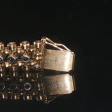 14k Yellow Gold and 0.65cttw Diamond Vintage Fancy Bar Link Bracelet 7.25"