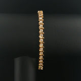 14k Yellow Gold and 1.20cttw Diamond Solid S Link Vintage Tennis Bracelet 7.25"