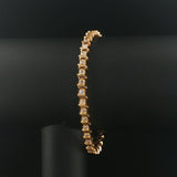 14k Yellow Gold and 1.20cttw Diamond Solid S Link Vintage Tennis Bracelet 7.25"