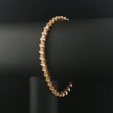 14k Yellow Gold and 1.20cttw Diamond Solid S Link Vintage Tennis Bracelet 7.25"
