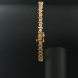 14k Yellow Gold and 1.20cttw Diamond Solid S Link Vintage Tennis Bracelet 7.25"