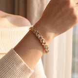 14k Yellow Gold and 0.50cttw Diamond Vintage Hugs and Kisses XO Link Bracelet 7"