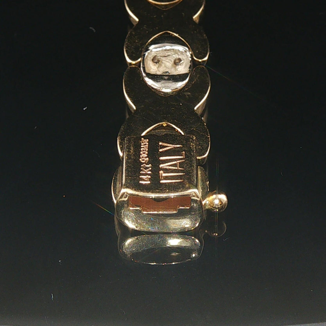 14k Yellow Gold and 0.50cttw Diamond Vintage Hugs and Kisses XO Link Bracelet 7"