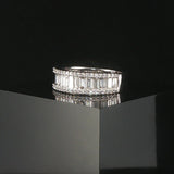 EFFY 14k White Gold 1.25cttw Baguette and Round Diamond Ladies Band Ring Size 7