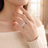EFFY 14k White Gold 1.25cttw Baguette and Round Diamond Ladies Band Ring Size 7