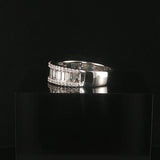 EFFY 14k White Gold 1.25cttw Baguette and Round Diamond Ladies Band Ring Size 7