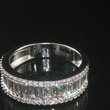 EFFY 14k White Gold 1.25cttw Baguette and Round Diamond Ladies Band Ring Size 7