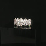 14k White Gold and 2cttw Diamond Cluster Band Ring Size 10