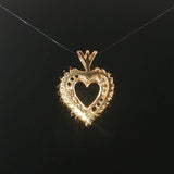 14k Yellow Gold Sapphire and 0.60cttw Diamond Vintage Heart Pendant 1"