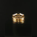 18k Yellow and White Gold Diamond Crossover Three Band Heavy Ring Size 5.75