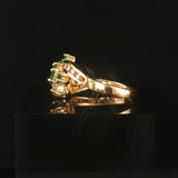 14k Yellow Gold Emerald and Diamond Bypass Floral Ring Size 6.25
