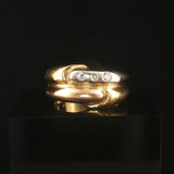 18k Yellow White and Rose Gold Diamond Vintage Solid Fancy Band Ring Size 9.5