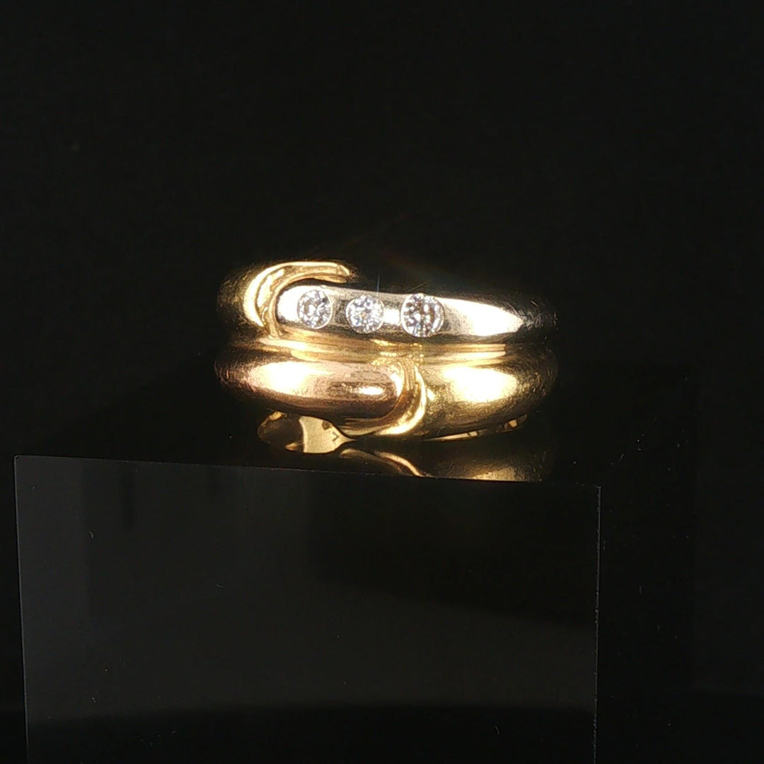 18k Yellow White and Rose Gold Diamond Vintage Solid Fancy Band Ring Size 9.5