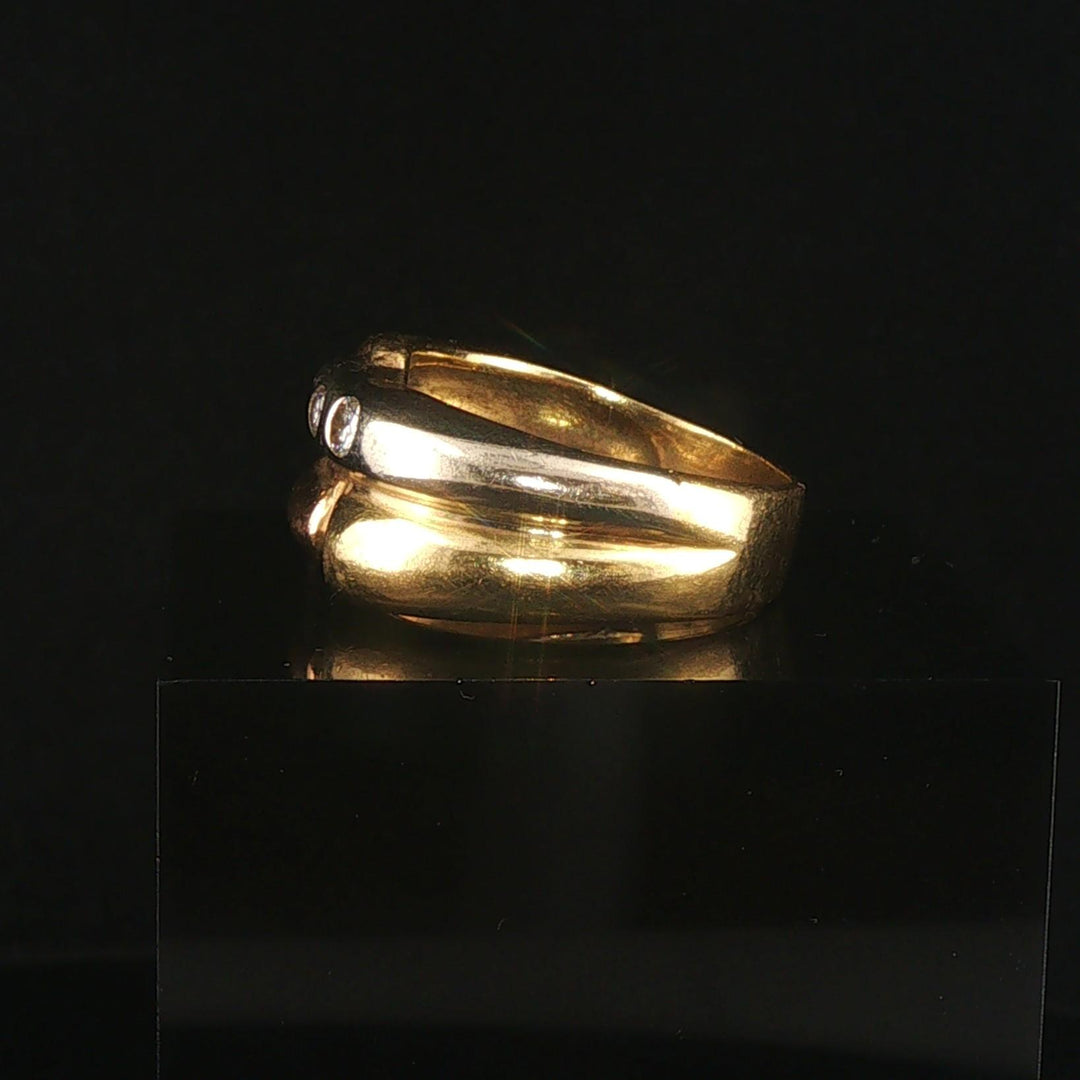 18k Yellow White and Rose Gold Diamond Vintage Solid Fancy Band Ring Size 9.5