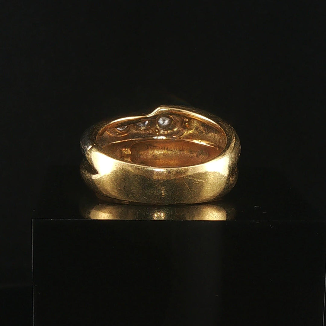 18k Yellow White and Rose Gold Diamond Vintage Solid Fancy Band Ring Size 9.5