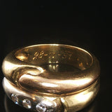 18k Yellow White and Rose Gold Diamond Vintage Solid Fancy Band Ring Size 9.5