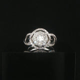 18k White Gold and 1cttw Diamond Halo Ladies Ring Size 4.75