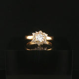 Antique 18k Yellow Gold and 0.60cttw Old Mine Cut Diamond Halo Ring Size 6.5