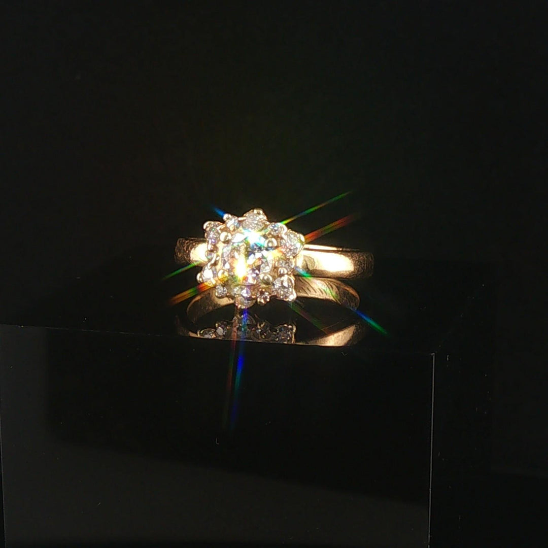 Antique 18k Yellow Gold and 0.60cttw Old Mine Cut Diamond Halo Ring Size 6.5