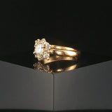 Antique 18k Yellow Gold and 0.60cttw Old Mine Cut Diamond Halo Ring Size 6.5