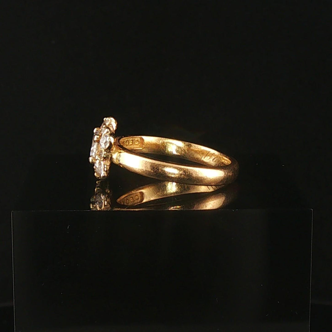Antique 18k Yellow Gold and 0.60cttw Old Mine Cut Diamond Halo Ring Size 6.5