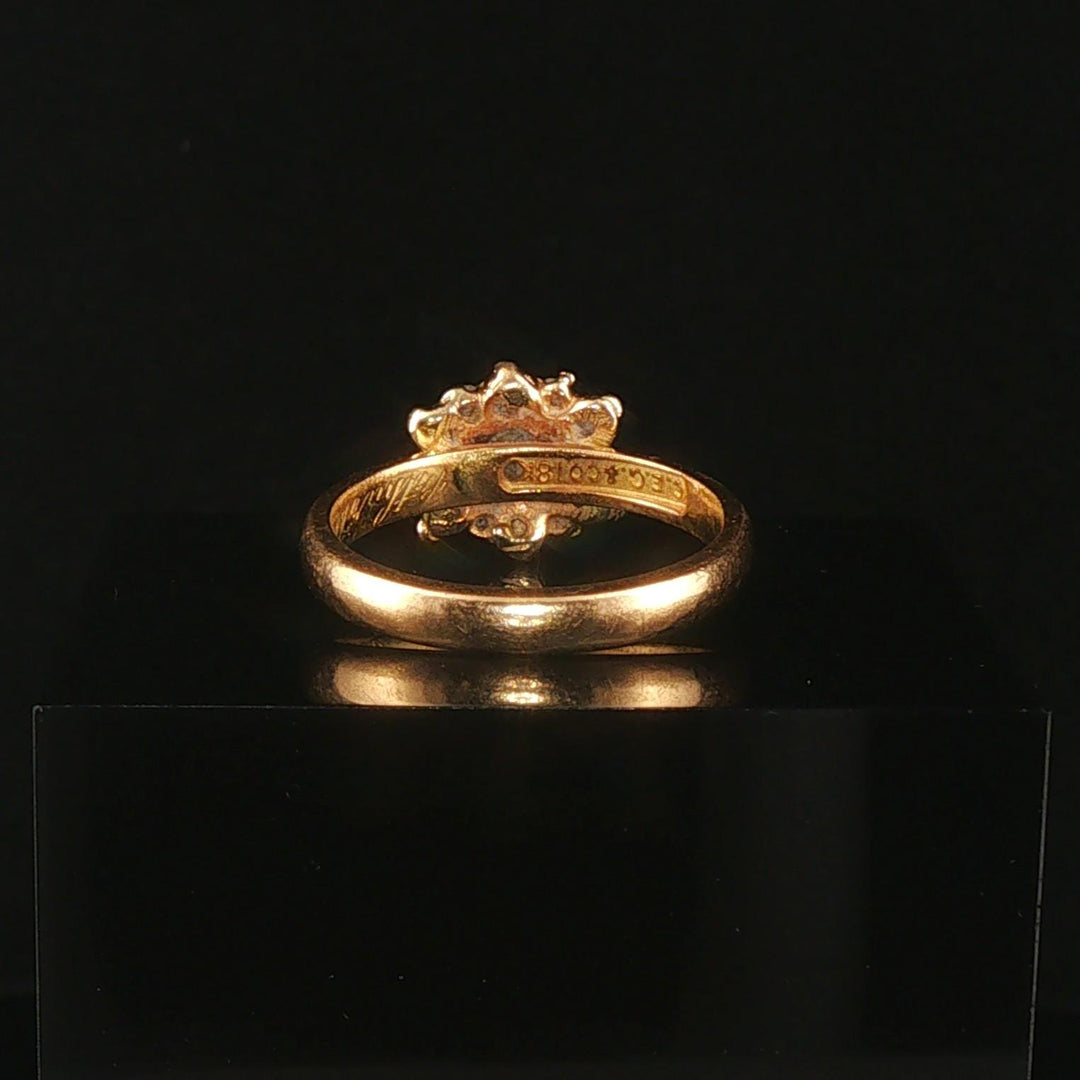 Antique 18k Yellow Gold and 0.60cttw Old Mine Cut Diamond Halo Ring Size 6.5