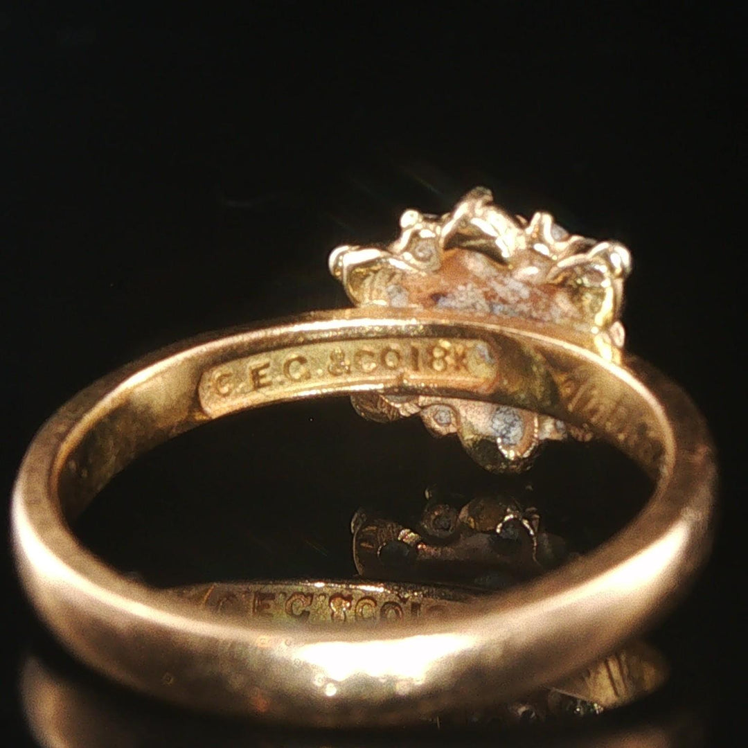 Antique 18k Yellow Gold and 0.60cttw Old Mine Cut Diamond Halo Ring Size 6.5