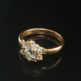 Antique 18k Yellow Gold and 0.60cttw Old Mine Cut Diamond Halo Ring Size 6.5