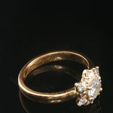 Antique 18k Yellow Gold and 0.60cttw Old Mine Cut Diamond Halo Ring Size 6.5