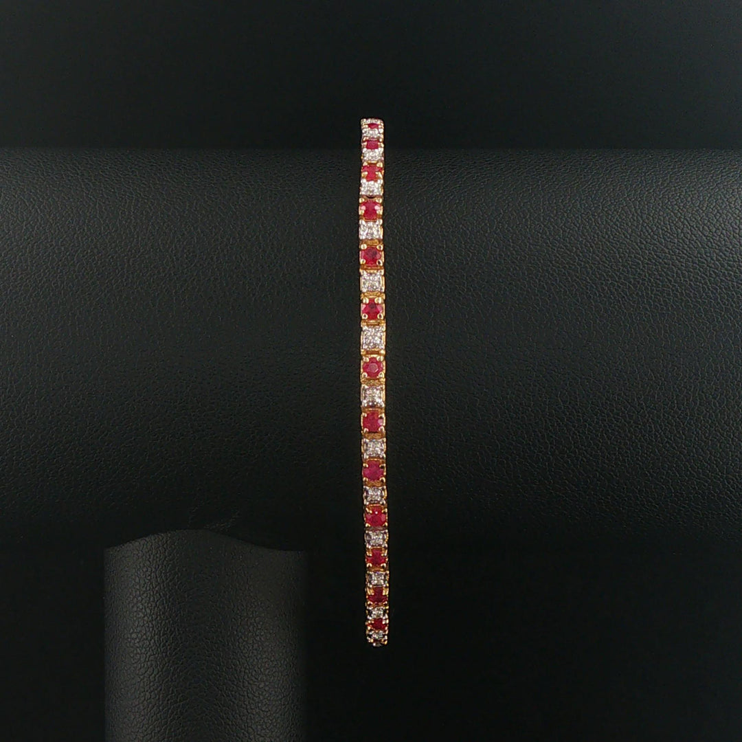 14k Yellow Gold Ruby and 0.50cttw Diamond Vintage Tennis Bracelet 7"