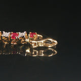 14k Yellow Gold Ruby and 0.50cttw Diamond Vintage Tennis Bracelet 7"