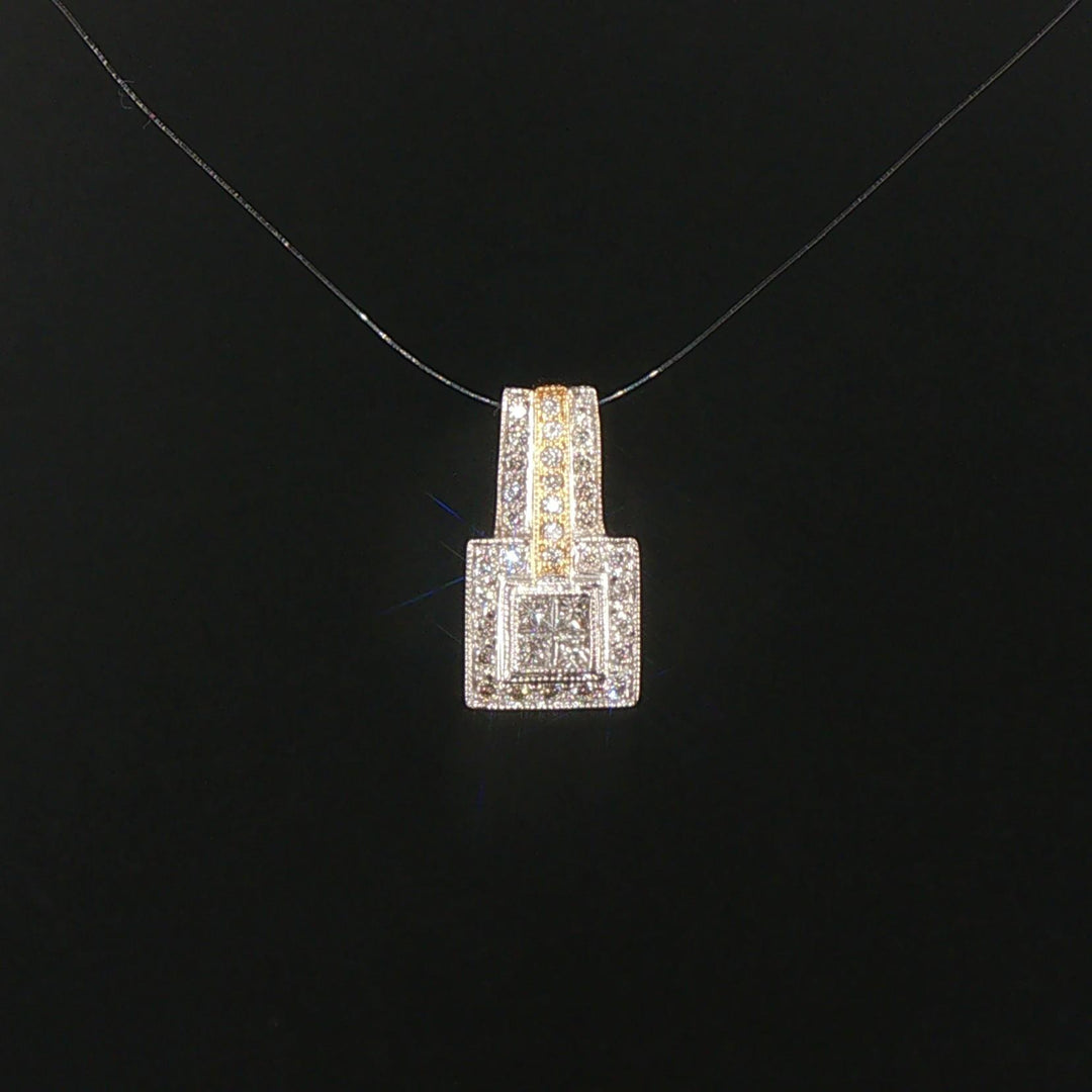 14k White and Yellow Gold and 0.50cttw Diamond Pendant 0.70"