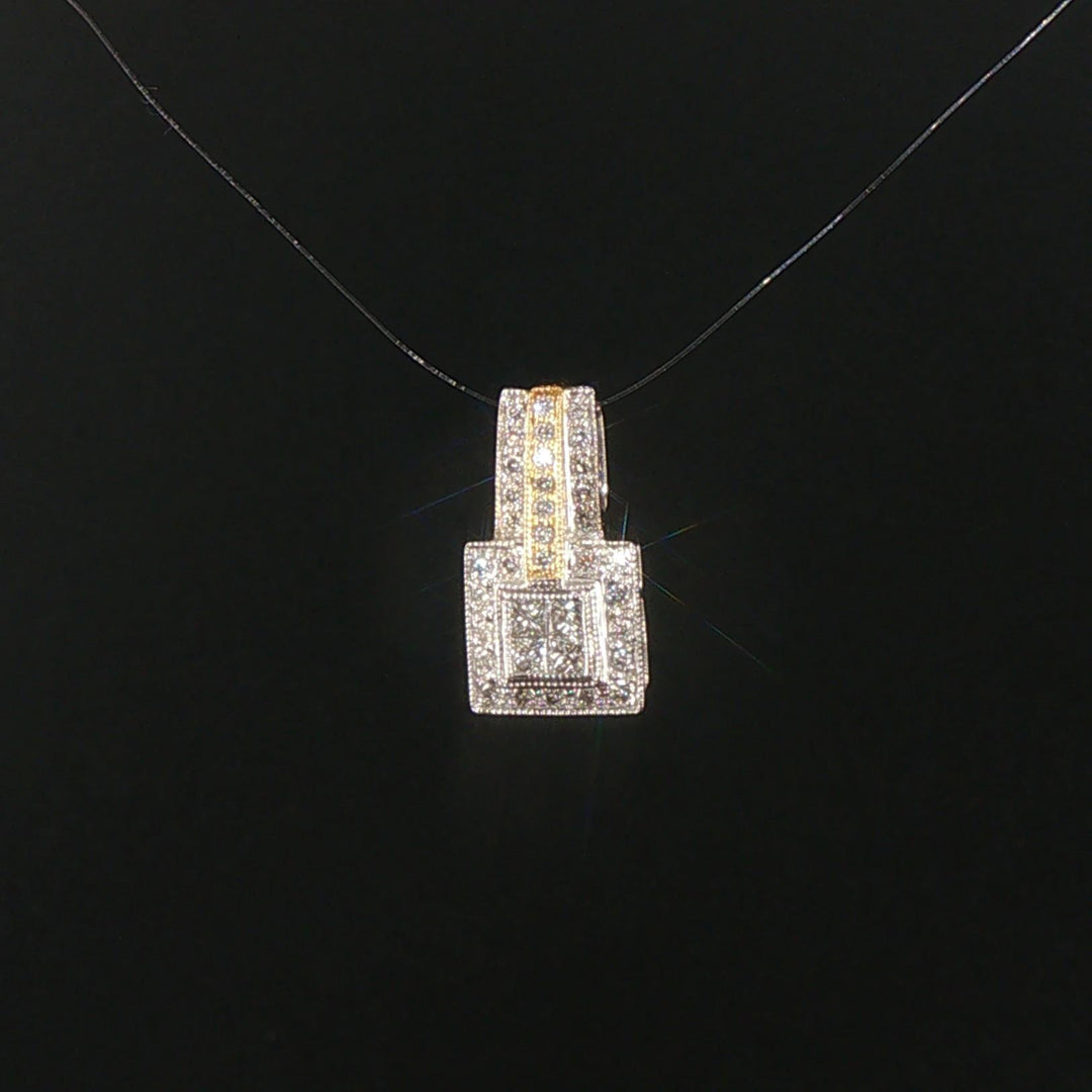 14k White and Yellow Gold and 0.50cttw Diamond Pendant 0.70"