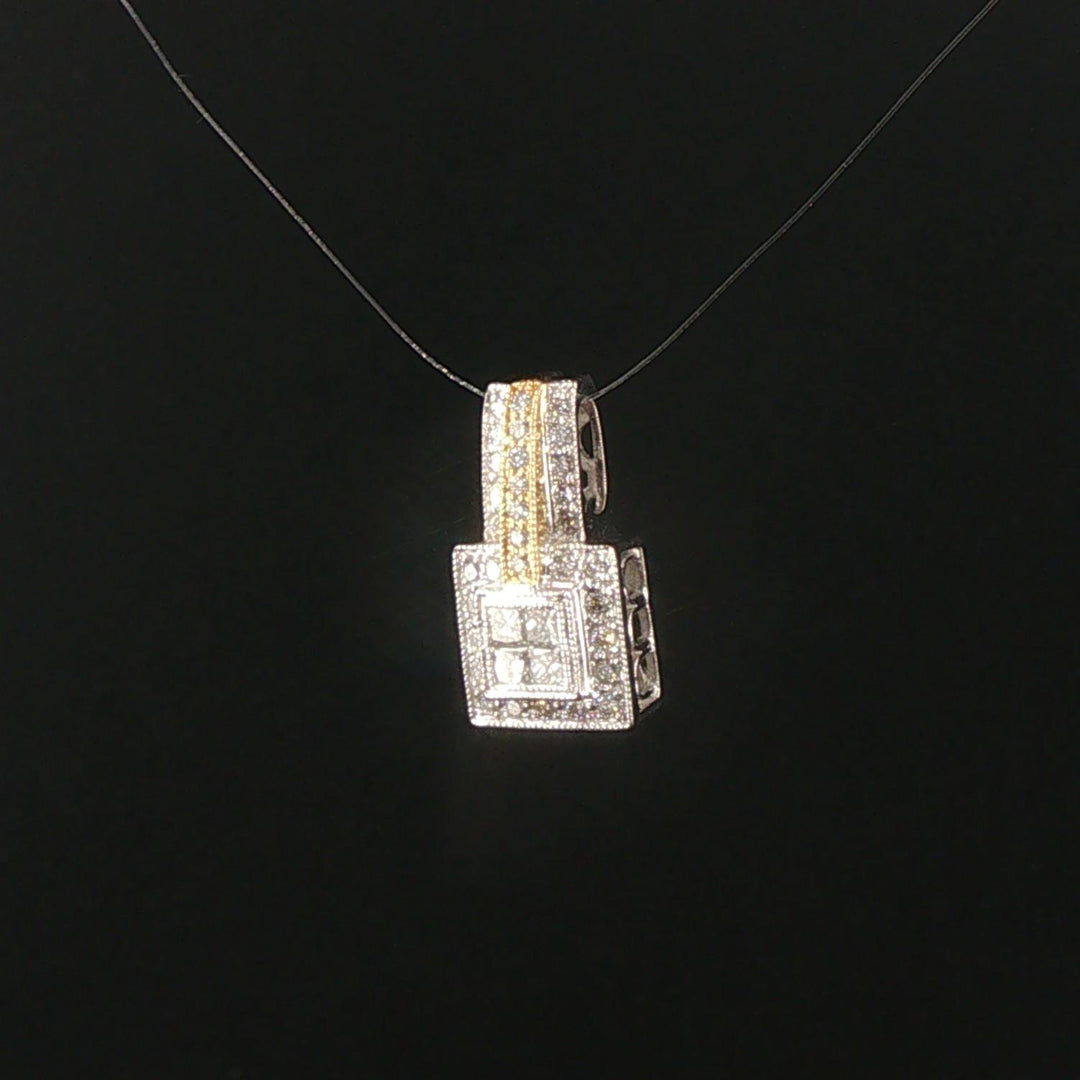 14k White and Yellow Gold and 0.50cttw Diamond Pendant 0.70"