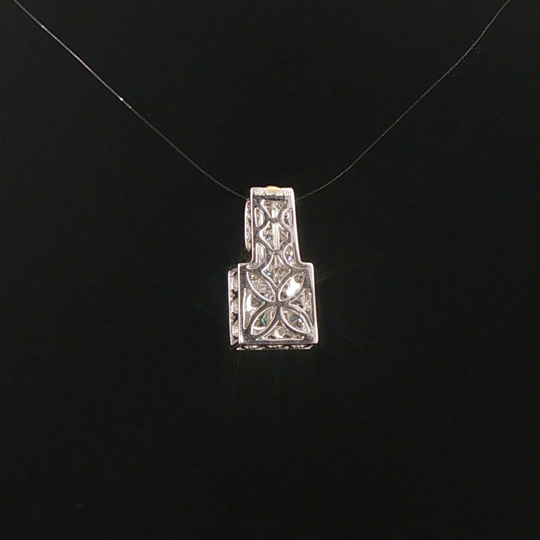14k White and Yellow Gold and 0.50cttw Diamond Pendant 0.70"