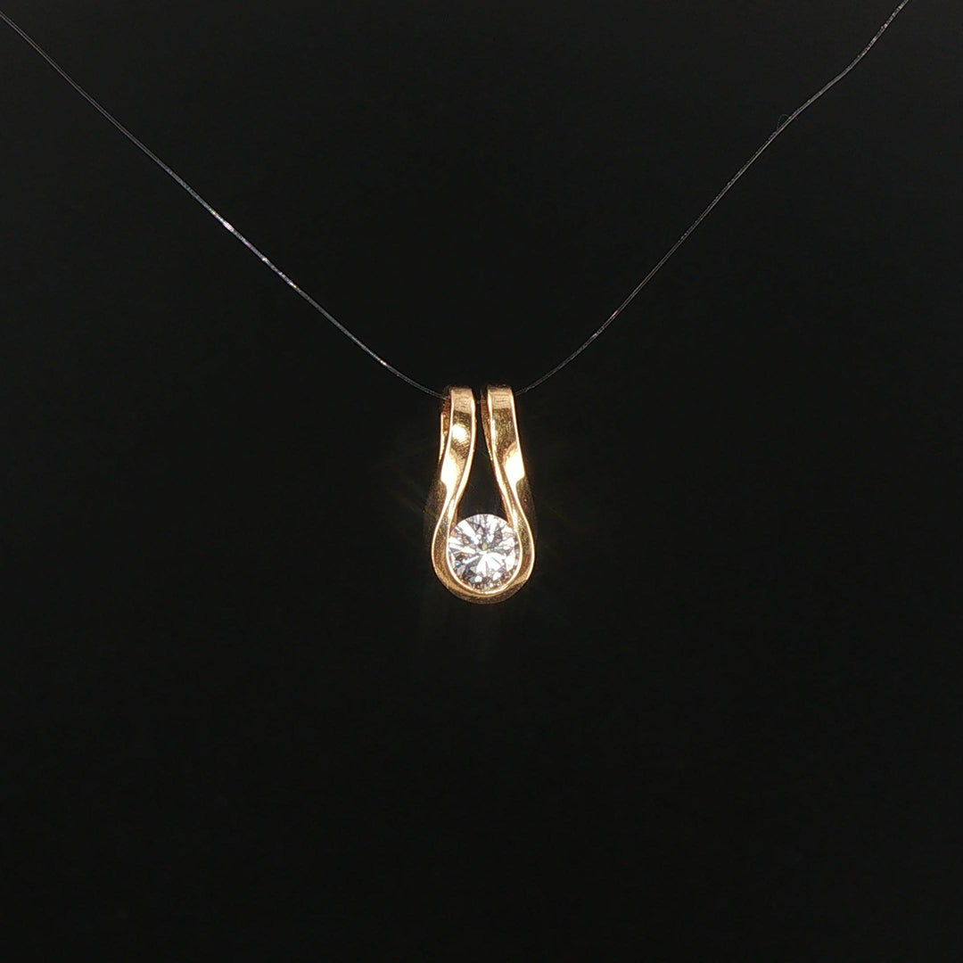 14k Yellow Gold and 0.35ct Diamond Slide Pendant 0.70"