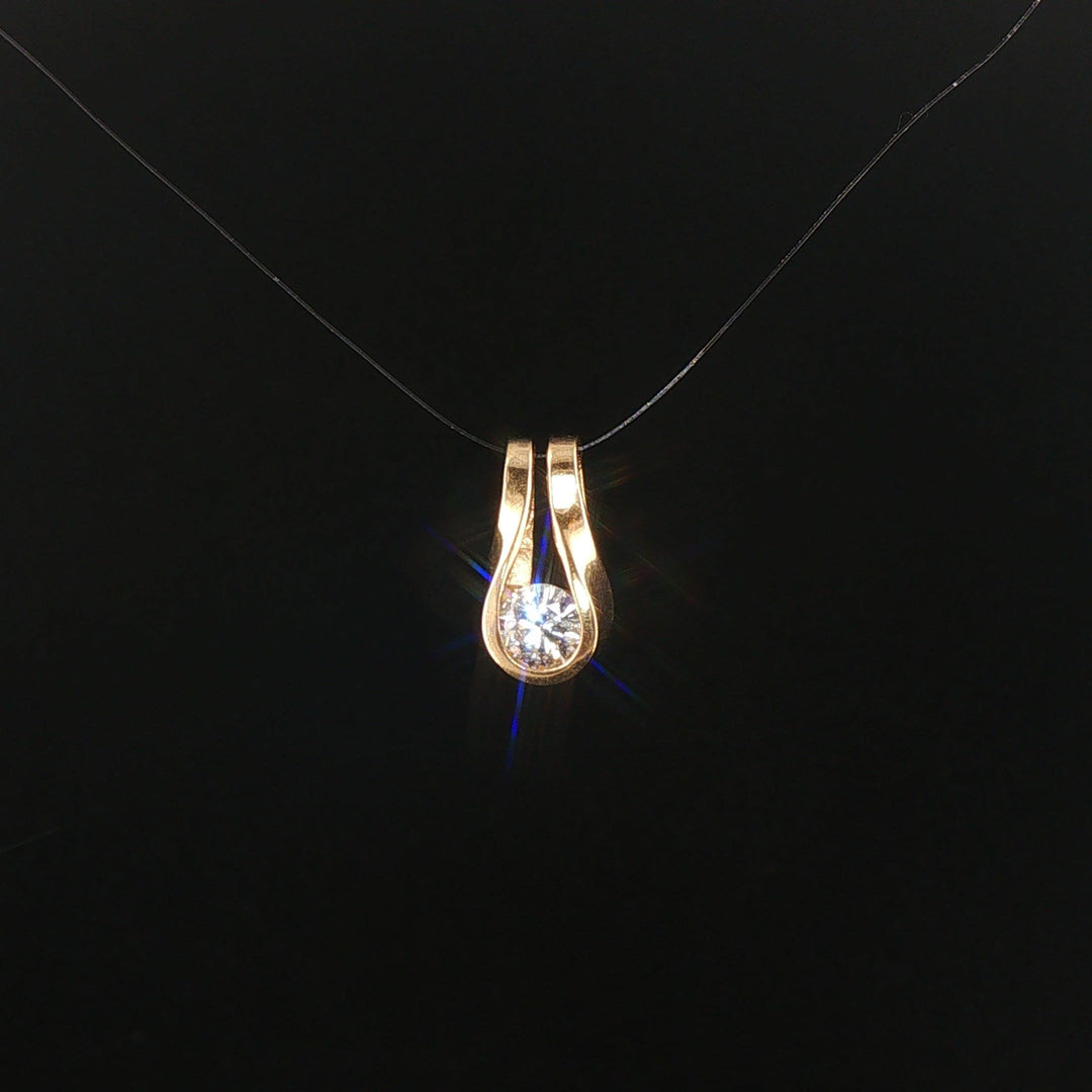 14k Yellow Gold and 0.35ct Diamond Slide Pendant 0.70"