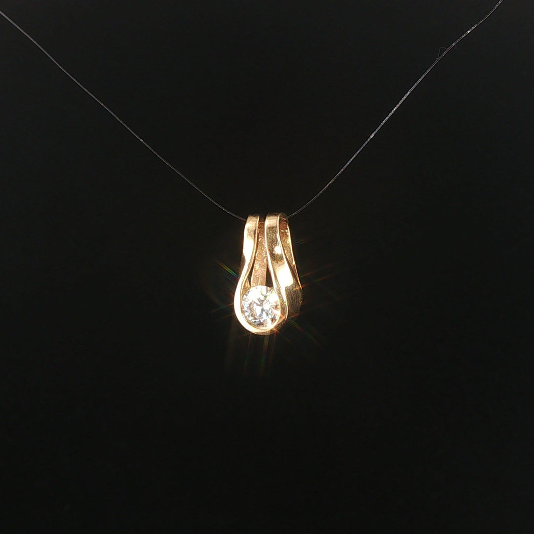 14k Yellow Gold and 0.35ct Diamond Slide Pendant 0.70"