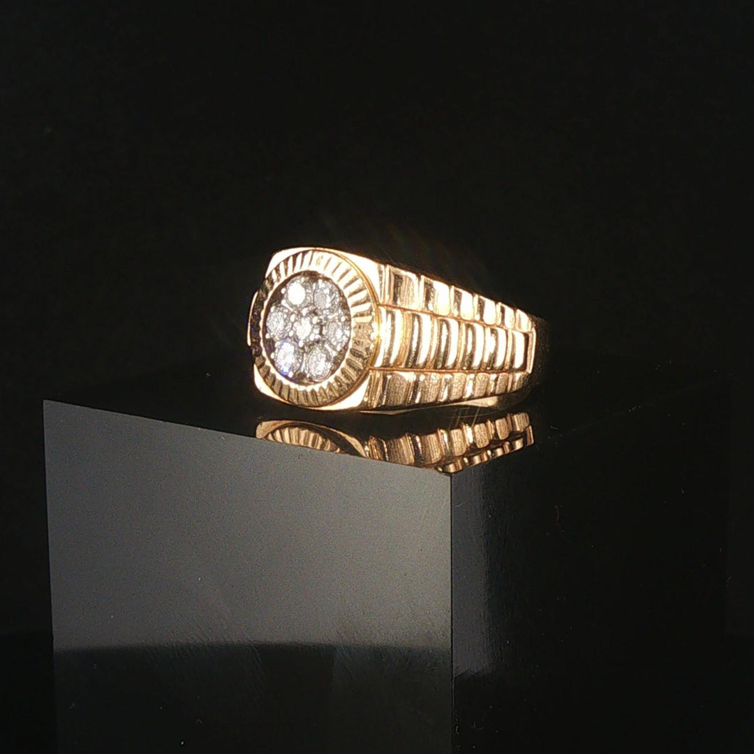 14k Yellow Gold and 0.50cttw Diamond Cluster Men's Vintage Ring Size 9
