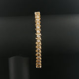 14k Yellow Gold and 3cttw Diamond Solid S Link Vintage Tennis Bracelet 7"