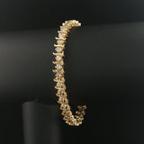 14k Yellow Gold and 3cttw Diamond Solid S Link Vintage Tennis Bracelet 7"