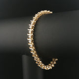 14k Yellow Gold and 3cttw Diamond Solid S Link Vintage Tennis Bracelet 7"