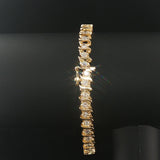 14k Yellow Gold and 3cttw Diamond Solid S Link Vintage Tennis Bracelet 7"
