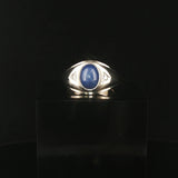 14k White Gold Blue Star Sapphire and Diamond Men's Ring Size 9