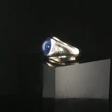 14k White Gold Blue Star Sapphire and Diamond Men's Ring Size 9
