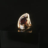 14k Yellow Gold 1.92ct Garnet and 0.30cttw Diamond Ladies Ring Size 5