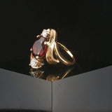14k Yellow Gold 1.92ct Garnet and 0.30cttw Diamond Ladies Ring Size 5